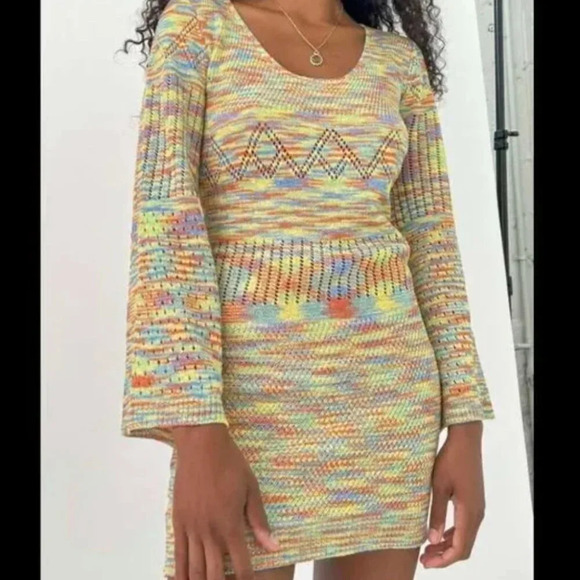 Lisa Says Gah Penny Mini Colorful Woven Stretch Dress Sweater Size Small Women's - Picture 1 of 13